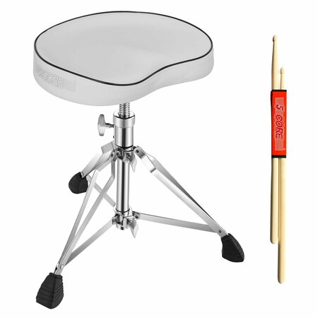 5 CORE 5 Core Drum Throne - Height Adjustable Heavy Duty Guitar Stool - Comfortable Drummer Chair DS CH WH SDL HD